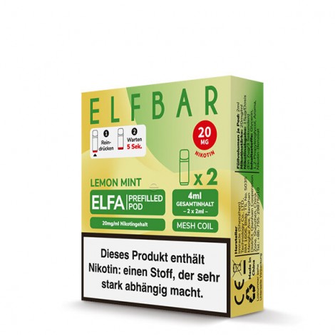 Elf Bar Elfa Pod 20mg - Lemon Mint (2 Stück Pro Packung)