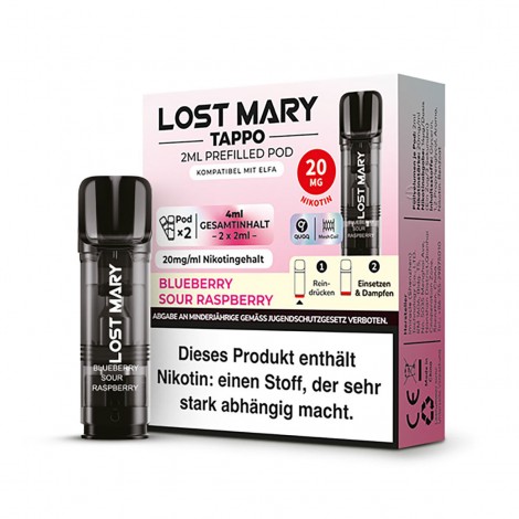 Lost Mary Tappo Pod - Blueberry Sour Raspberry 20mg (2x pro Packung)